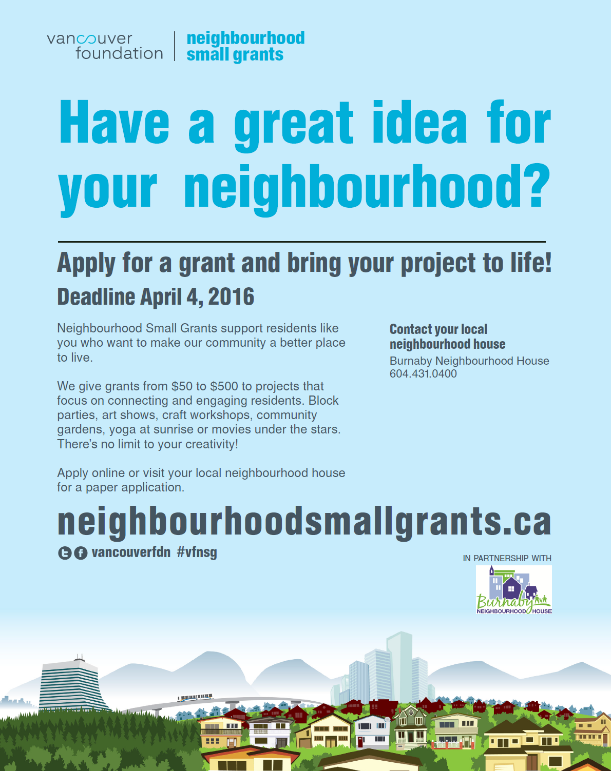Burnaby Neighbourhood House Small Grants Program